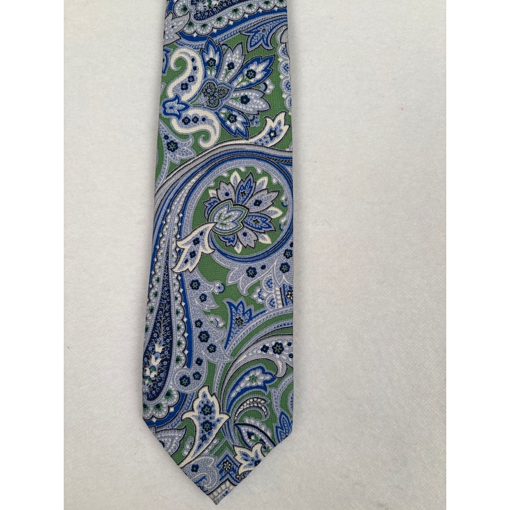 Nautica Mens Blue Green Paisley Silk Blend Necktie Classic Formal Accessory - Picture 2 of 4